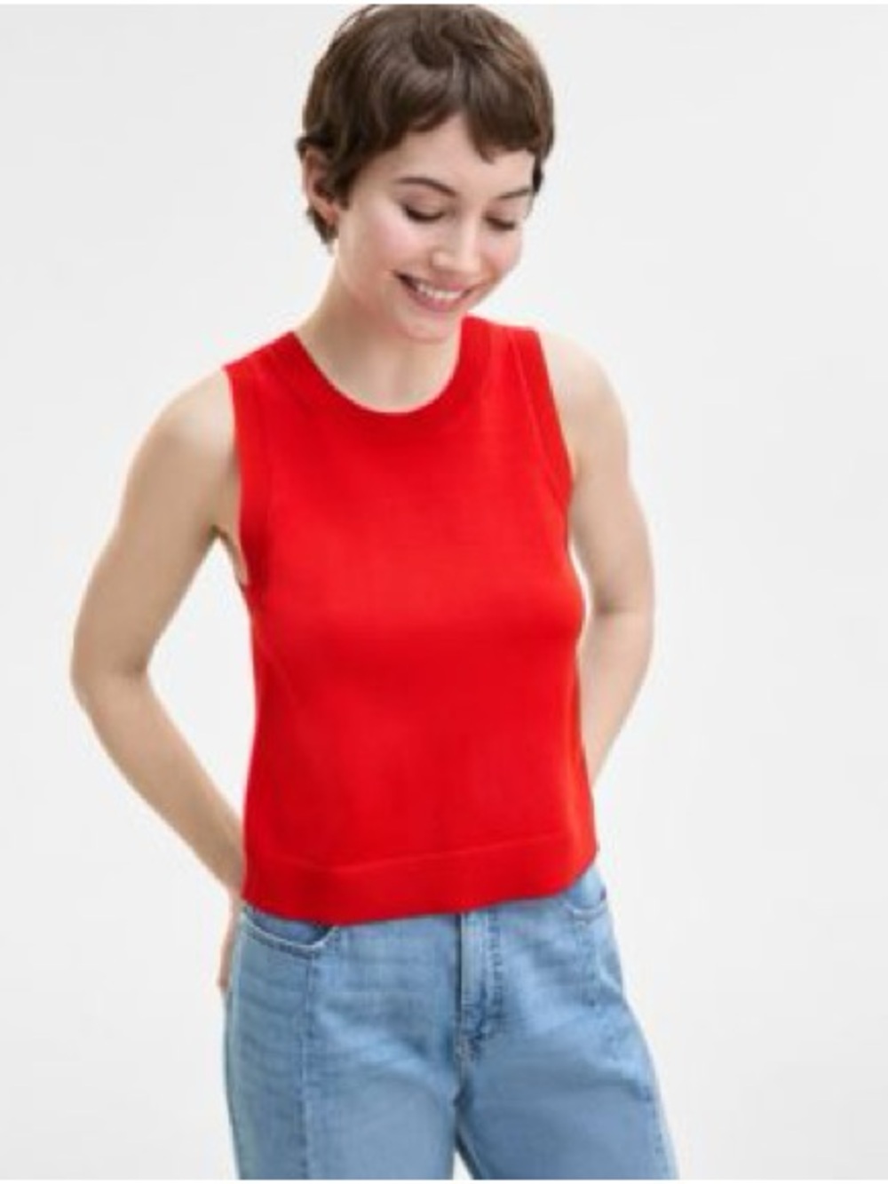 Sleeveless Red Knit Tank Top for Women - Picture 1 of 5